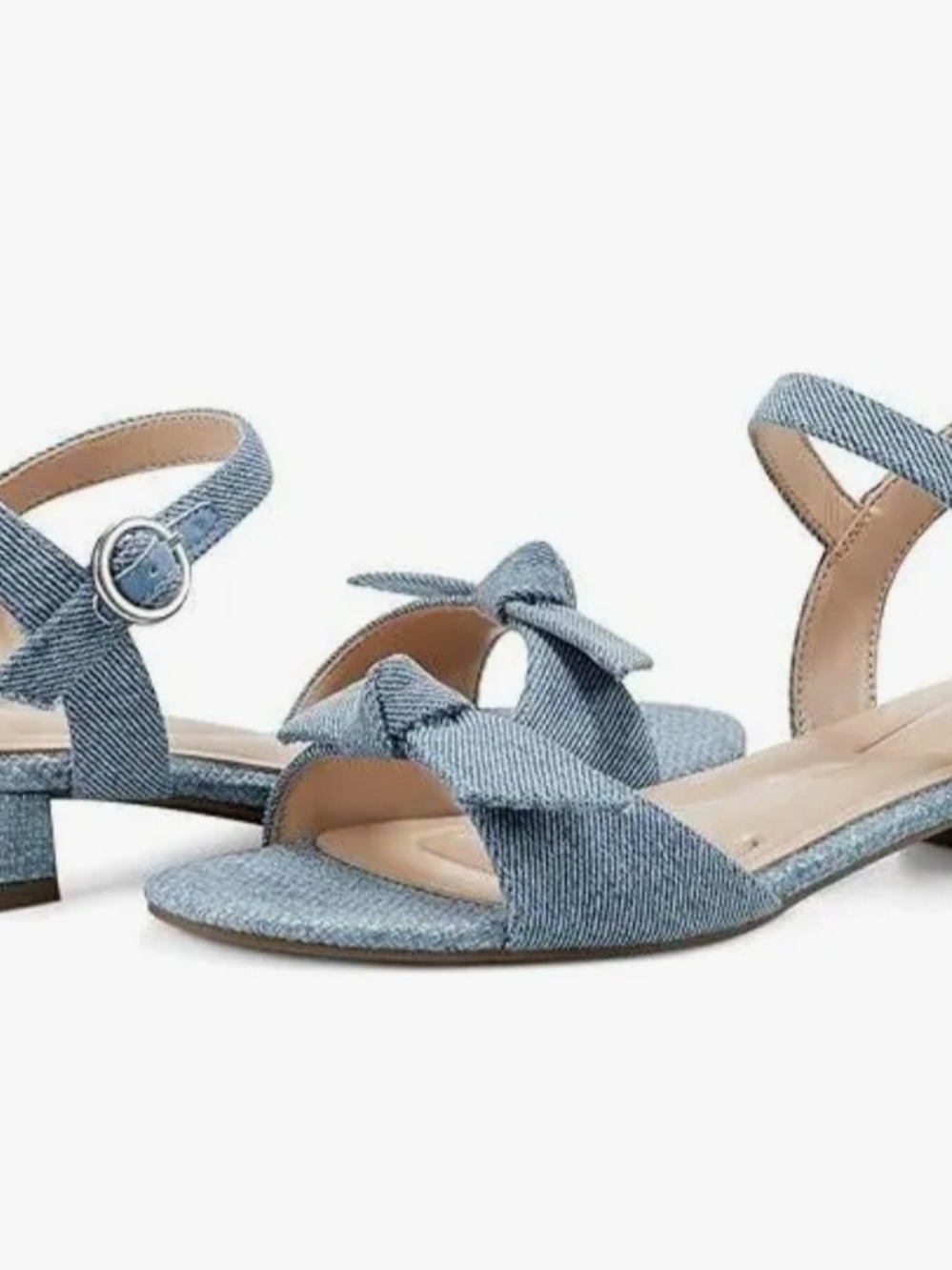 Easy Spirit Light Blue Denim Knot Ankle Strap Sandals